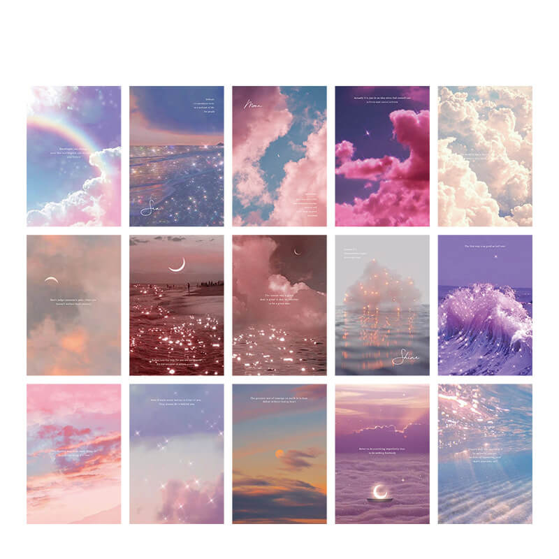 Glitter Clouds Wall Collage Postcards