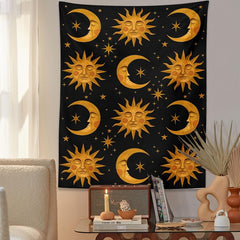 Golden Sun & Moon Tapestry