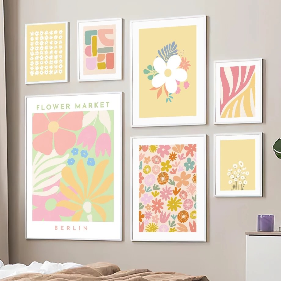 Yellow Pastel Flower Canvas Posters