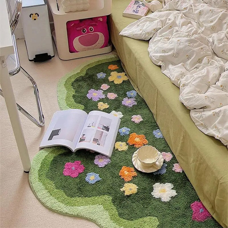 Green Blooming Lawn Accent Rug