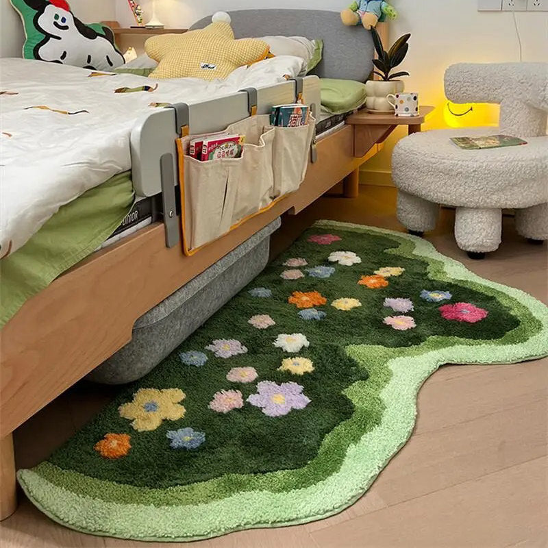 Green Blooming Lawn Accent Rug