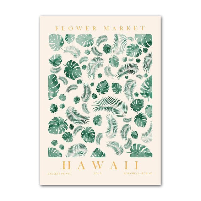 Green Leaves Herbarium Canvas Posters