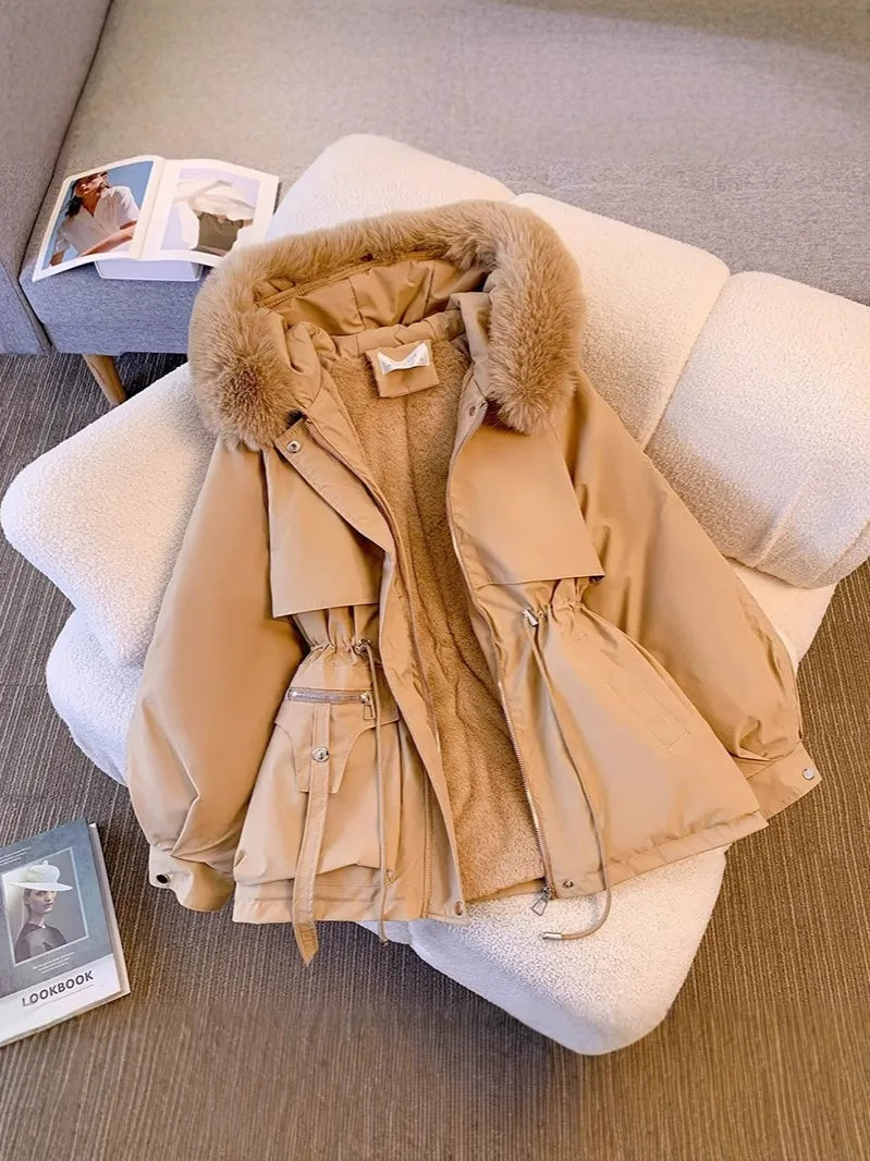 Down And Fur Integrated Cotton Coat