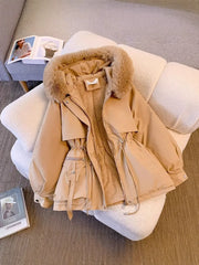 Down And Fur Integrated Cotton Coat