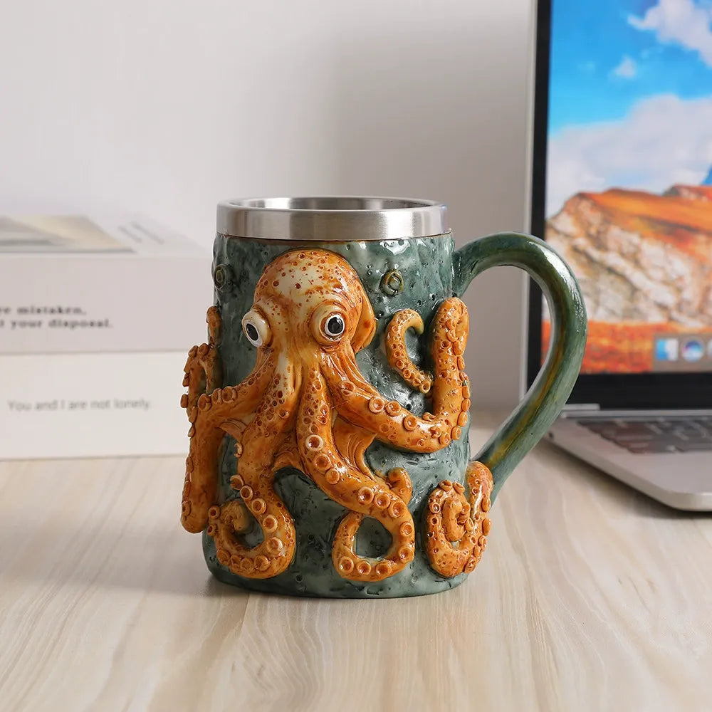 Deep  Blue Octopus Coffee Cup