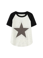 T-Shirt mit Stickerei und Patchwork-Ärmeln 