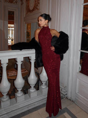 Halter-Neck Sequined Dress
