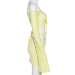 One-Shoulder Long-Sleeved Half-Length Dress Set