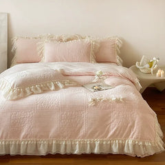 Kawaii Princess Seersucker Ruffled Bedding Set
