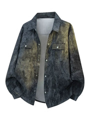 Langarmhemd mit Batikmuster und Baumprint