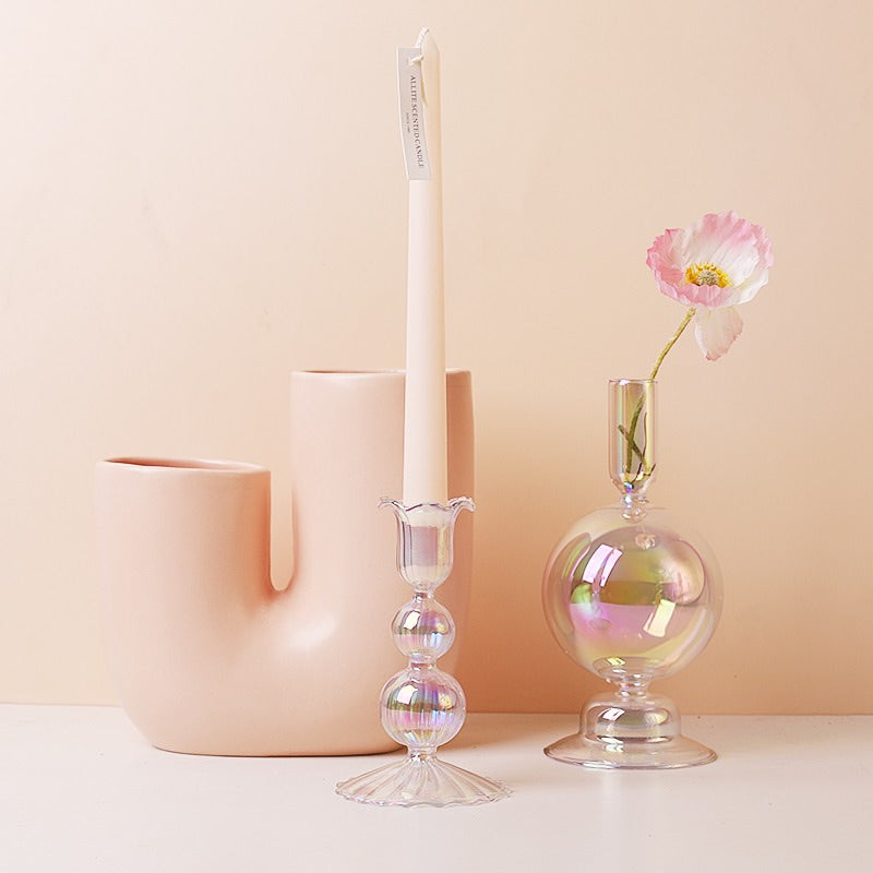 Iridescent Glass Candle Holder