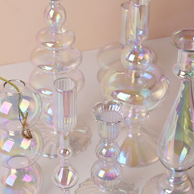 Iridescent Glass Candle Holder