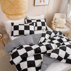 Large Black & White Check Bedding Set