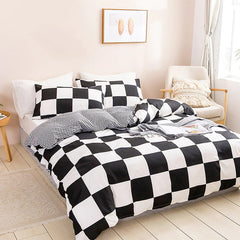 Large Black & White Check Bedding Set