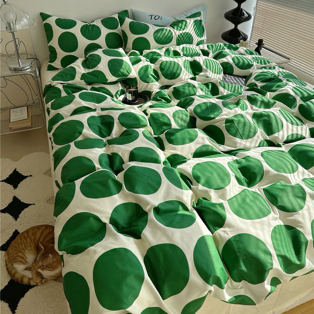 Green Large Polka Dot Bedding Set