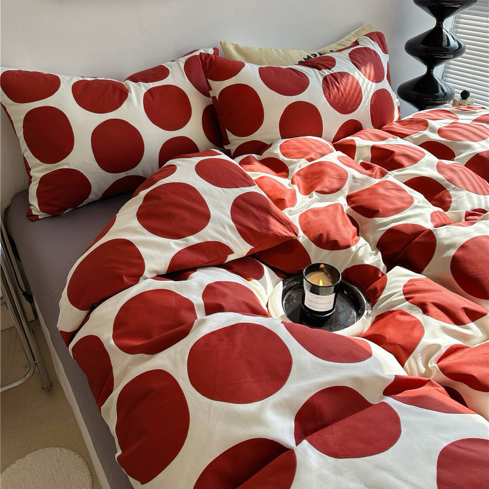 Red Large Polka Dot Bedding Set