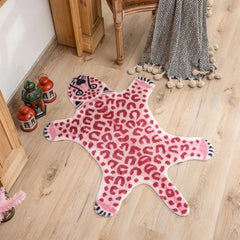 Pink Leopard Furry Accent Rug