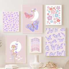 Light Purple Butterflies Canvas Posters