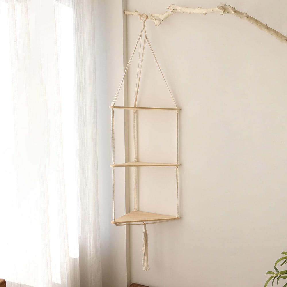 Macrame Hanging Corner Shelf