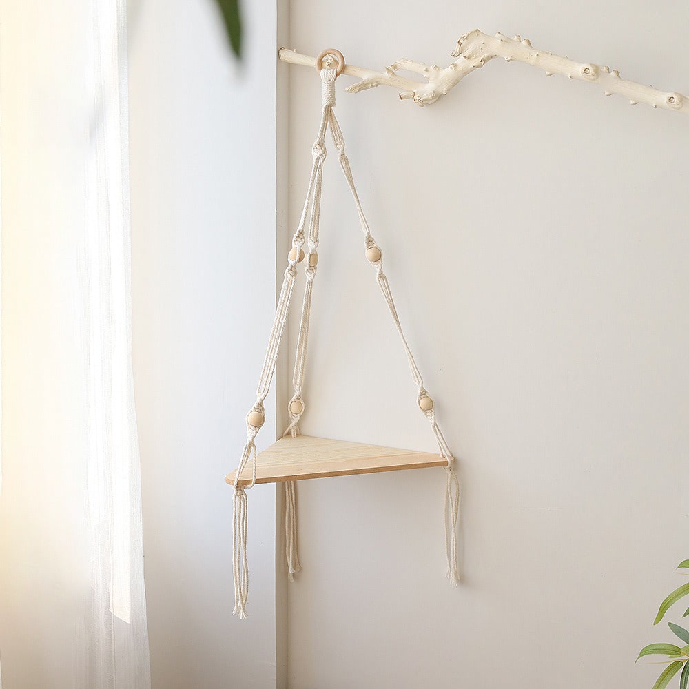 Macrame Hanging Corner Shelf