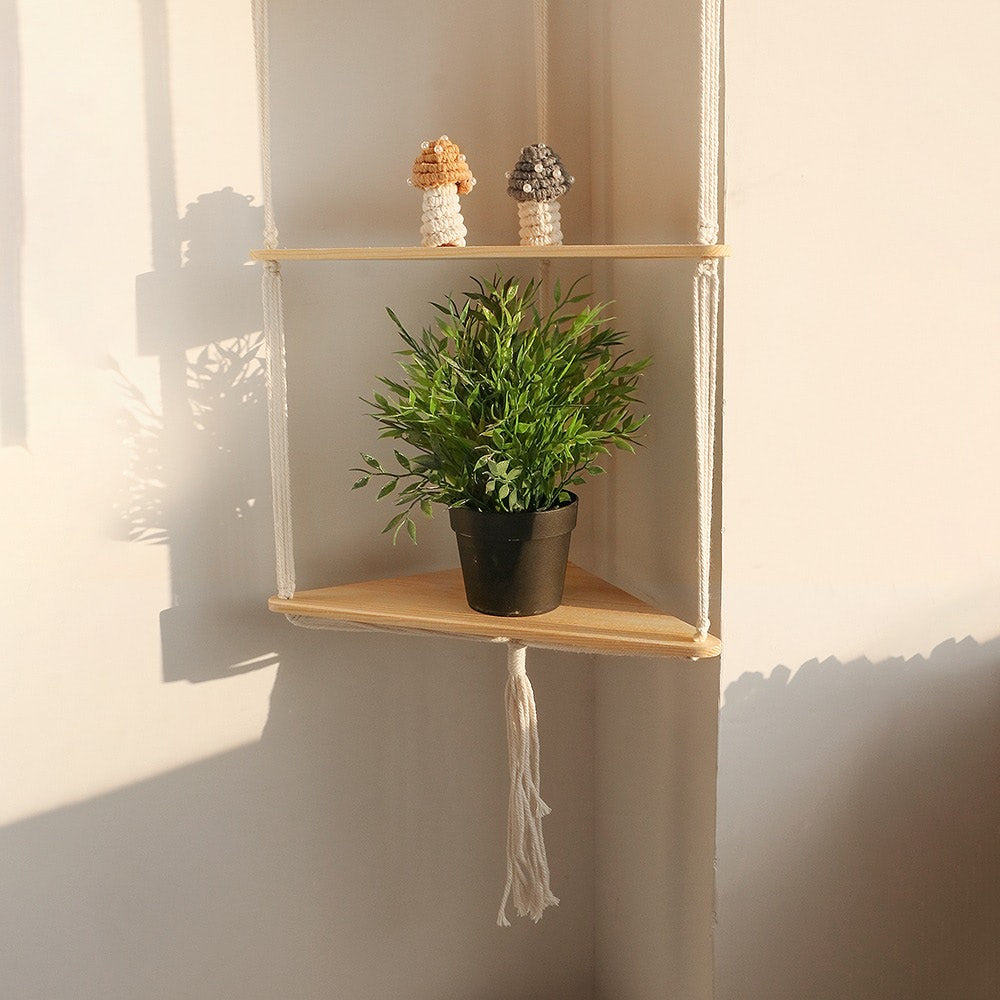 Macrame Hanging Corner Shelf