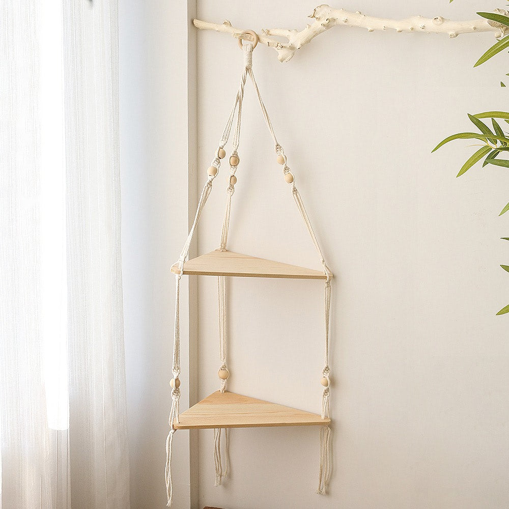 Macrame Hanging Corner Shelf