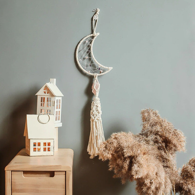 Moon Crystal Macrame Dreamcatcher