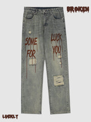 Broken Letters Jeans