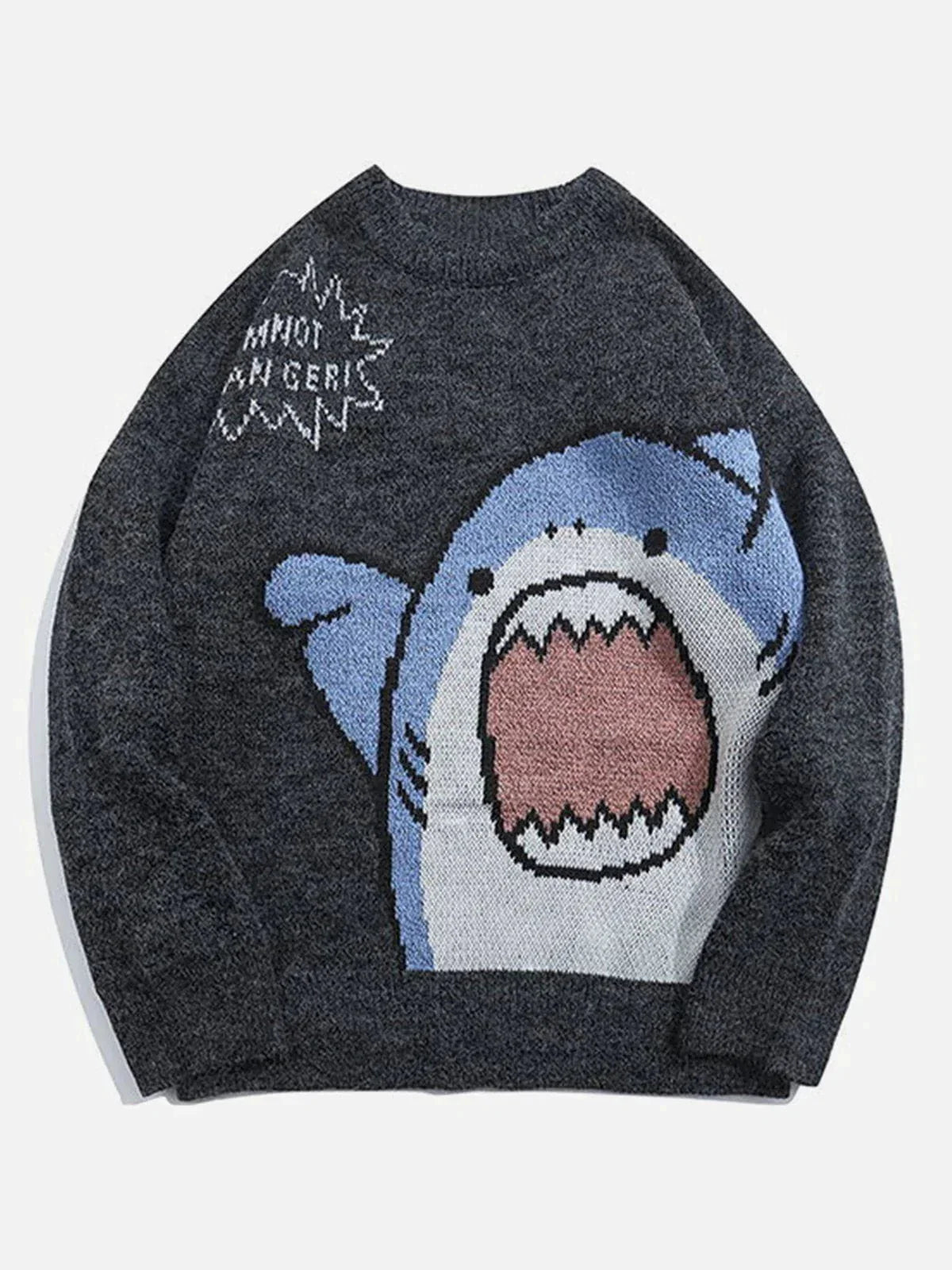 Cartoon Shark Pattern Knitted Sweater