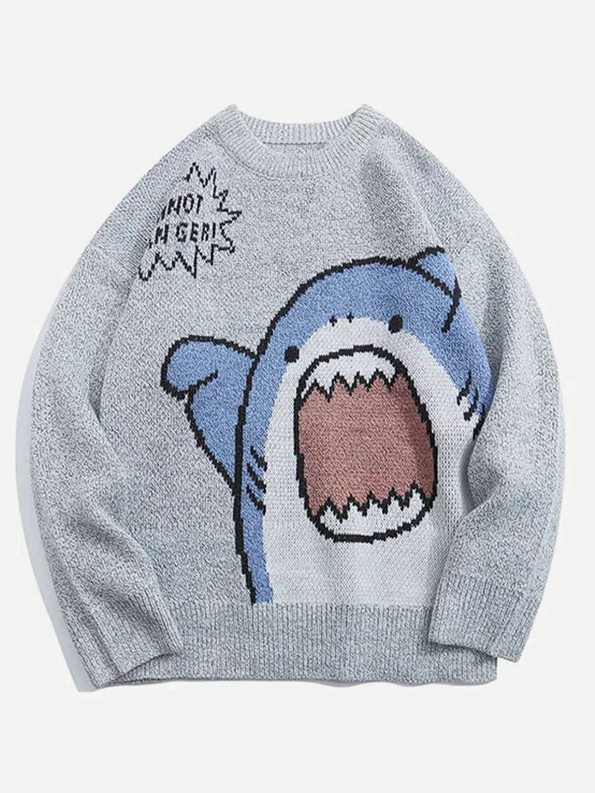 Cartoon Shark Pattern Knitted Sweater