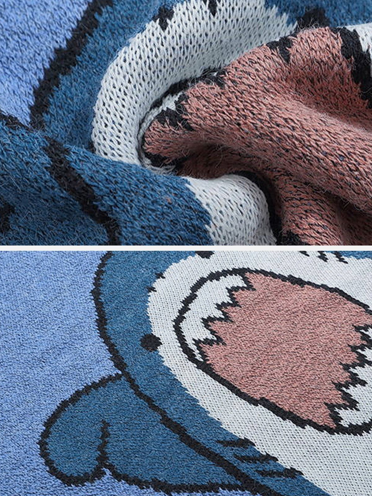 Cartoon Shark Pattern Knitted Sweater