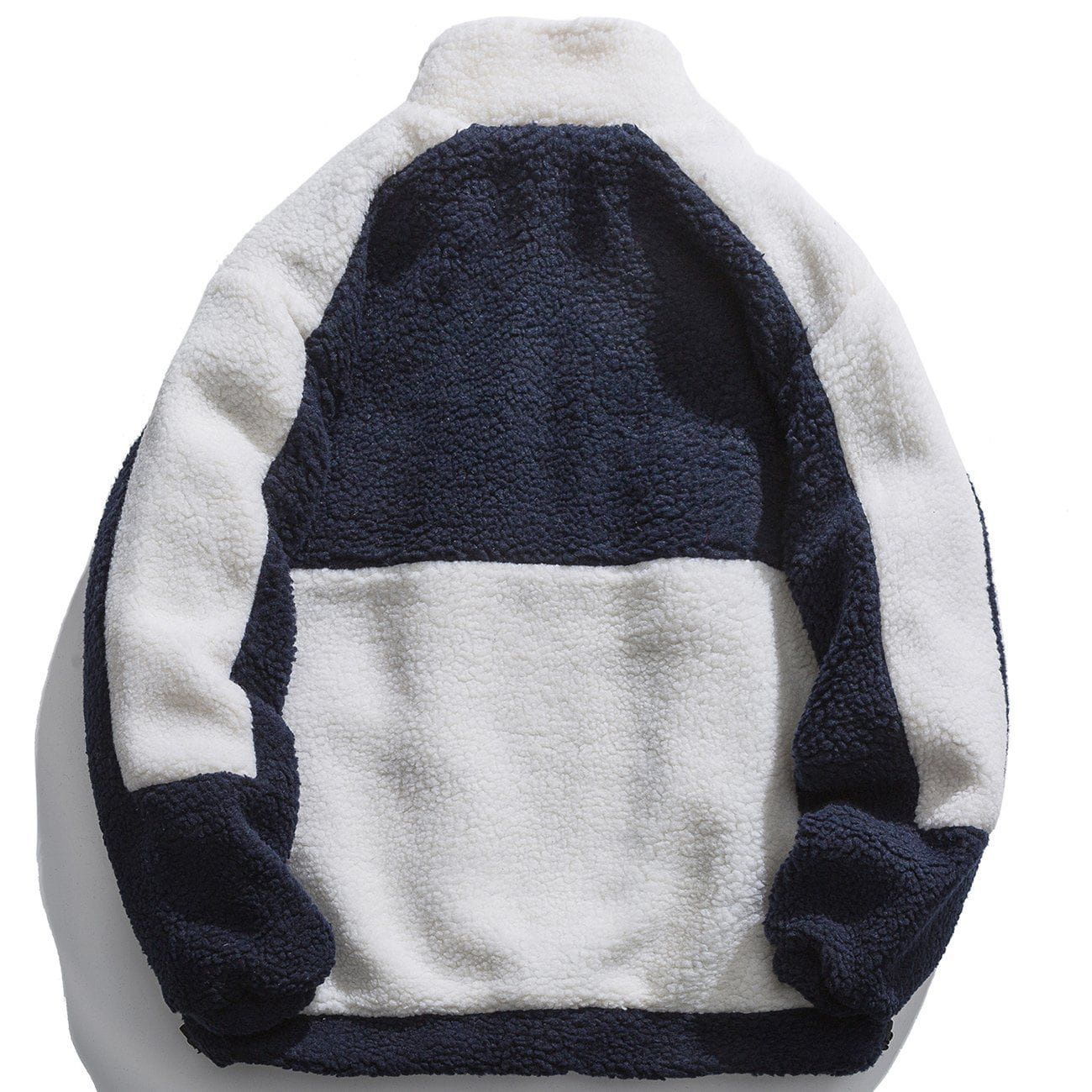 Color Block Lambs Wool Stand Collar Varsity Jacket