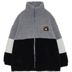 Color Block Patchwork Sherpa Winter Coat