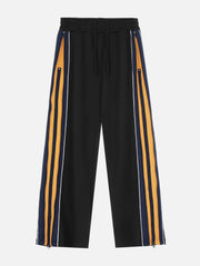 Color Clash Zipper Drawstring Sweatpants