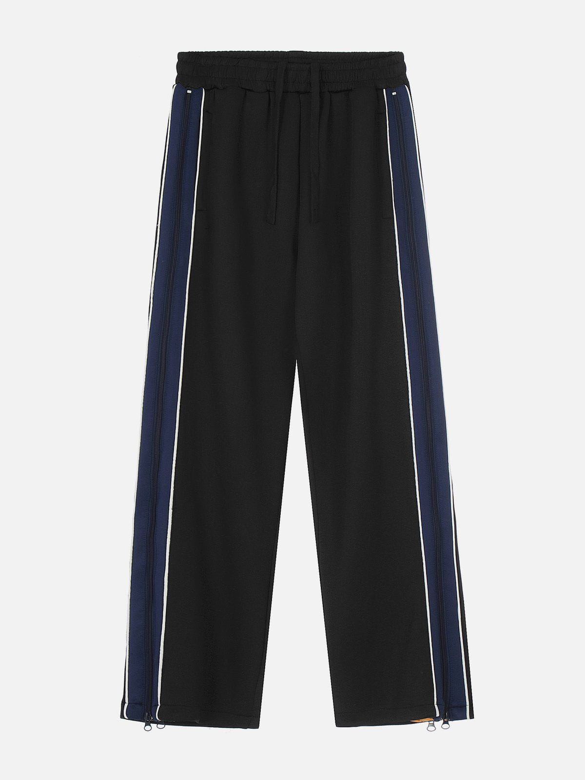 Color Clash Zipper Drawstring Sweatpants