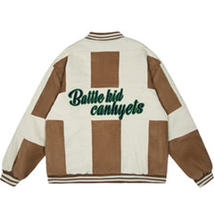 Colorblock Embroidery Winter Coat