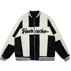 Colorblock Embroidery Winter Coat