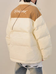 Colorblock Metal Buckle Winter Coat