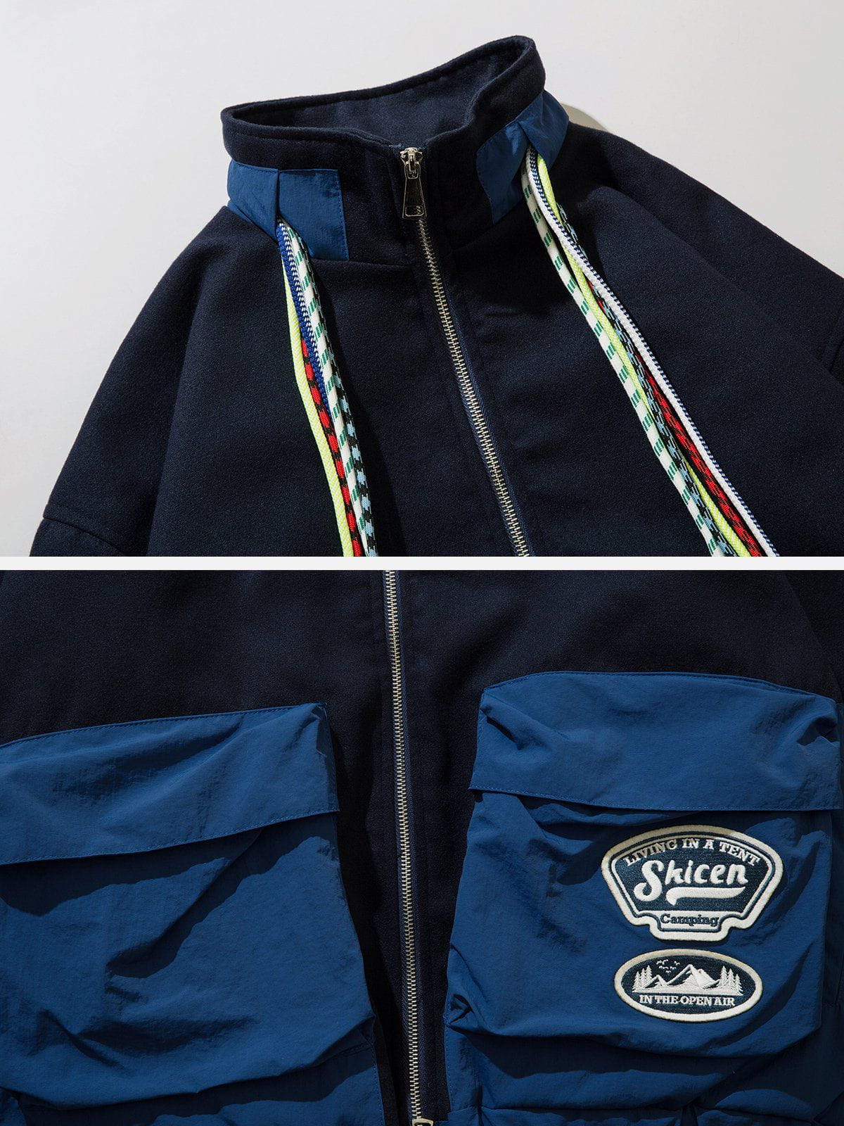 Colorful Ropes Large Pocket Winter Coat