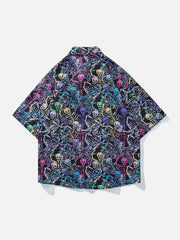 Colour Skeleton Elements Print Short Sleeve Shirts