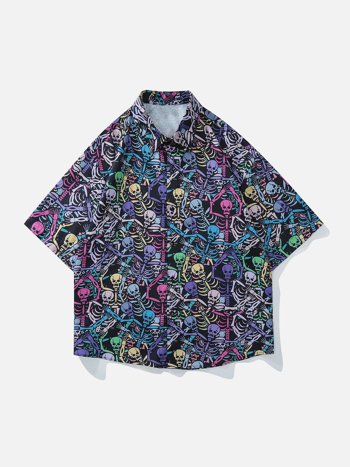 Colour Skeleton Elements Print Short Sleeve Shirts