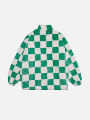 Contrast Checkerboard Sherpa Coat