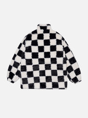 Contrast Checkerboard Sherpa Coat