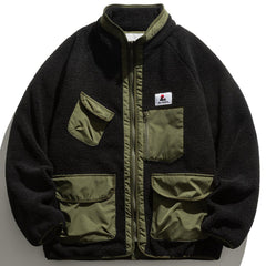 Contrast Multi-Pocket Sherpa Winter Coat