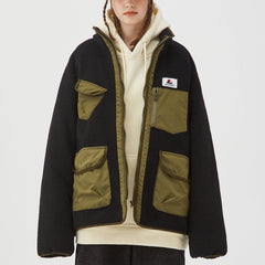 Contrast Multi-Pocket Sherpa Winter Coat