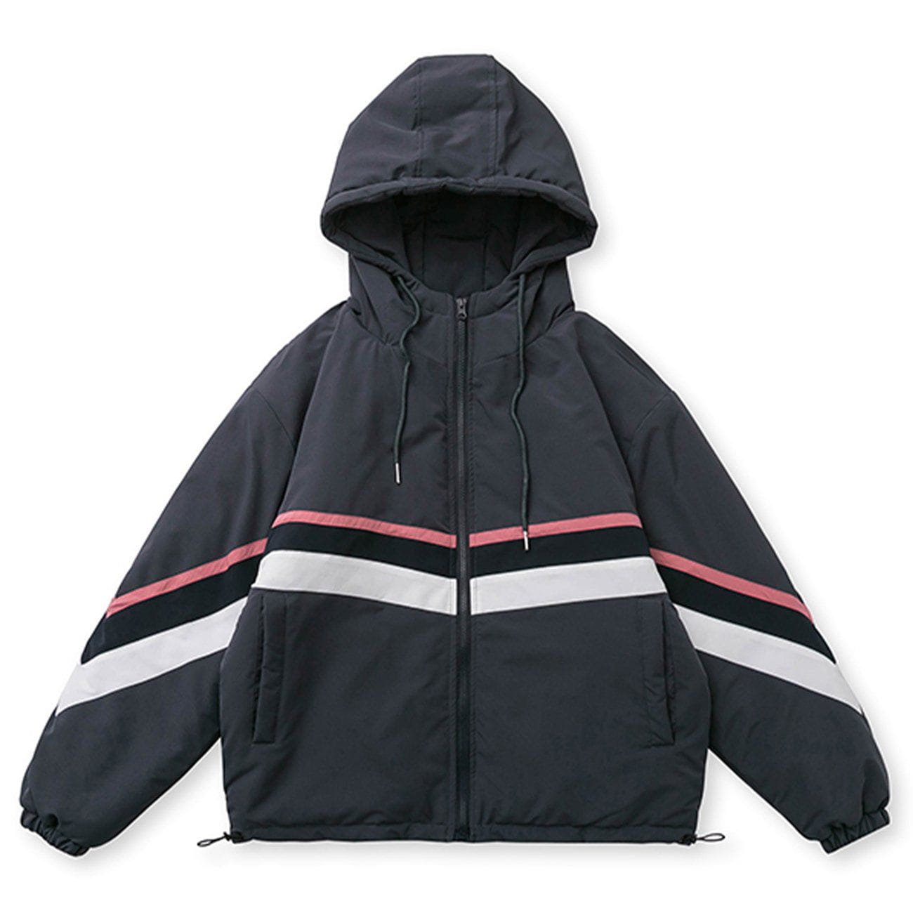 Contrast Panel Hood Winter Coat