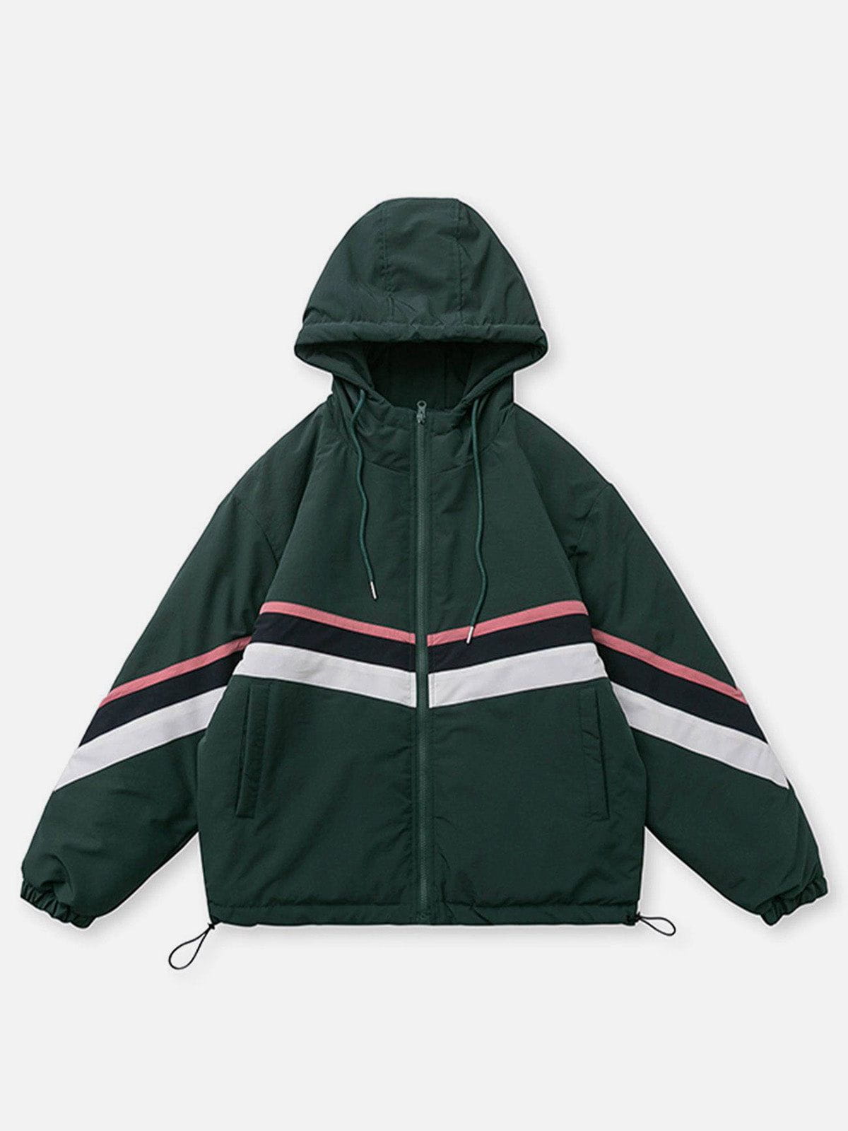 Contrast Panel Hood Winter Coat