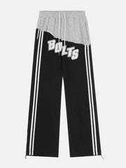 Contrast Panel Lettered Flocked Sweatpants