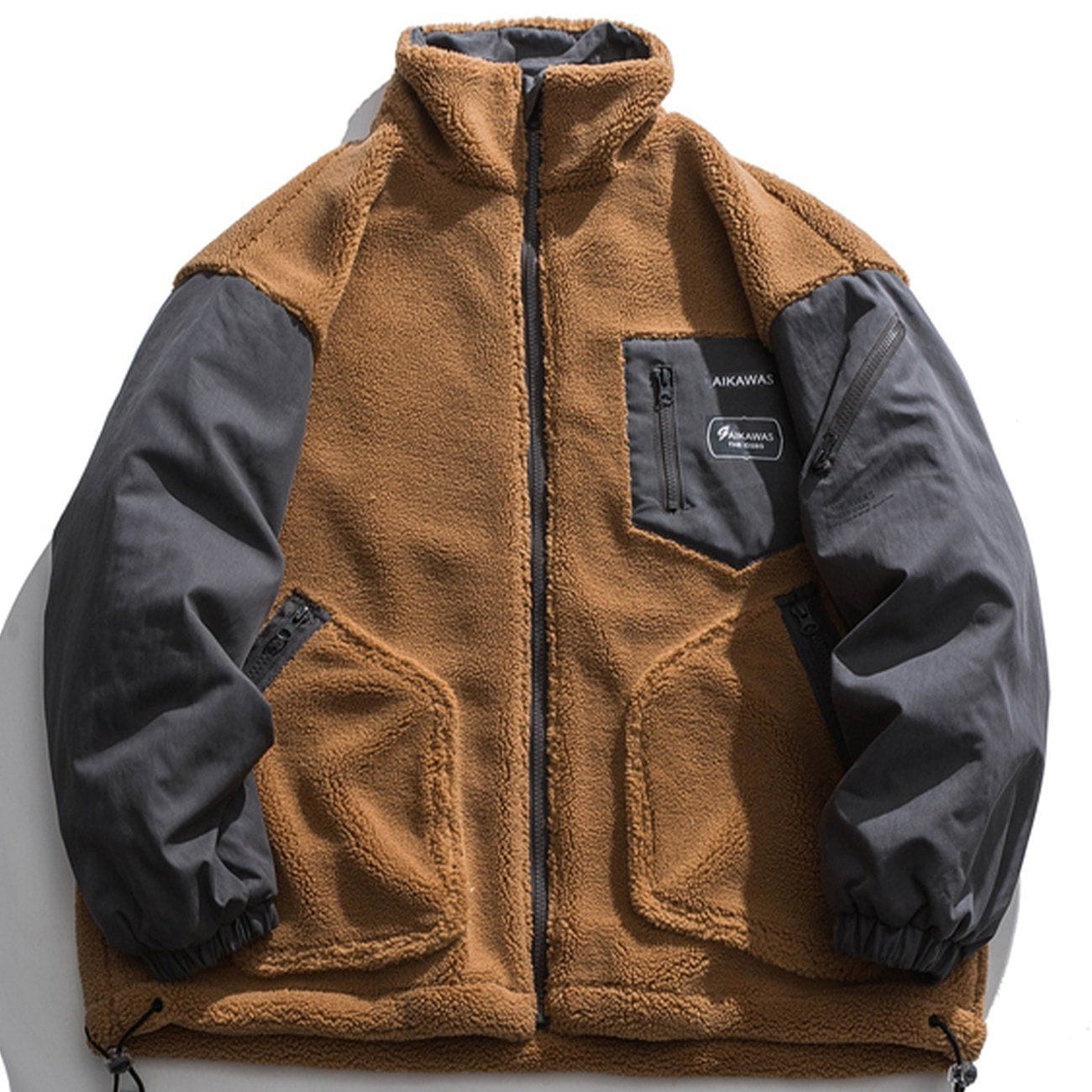 Contrast Stitching Sherpa Winter Coat