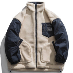 Contrast Stitching Sherpa Winter Coat